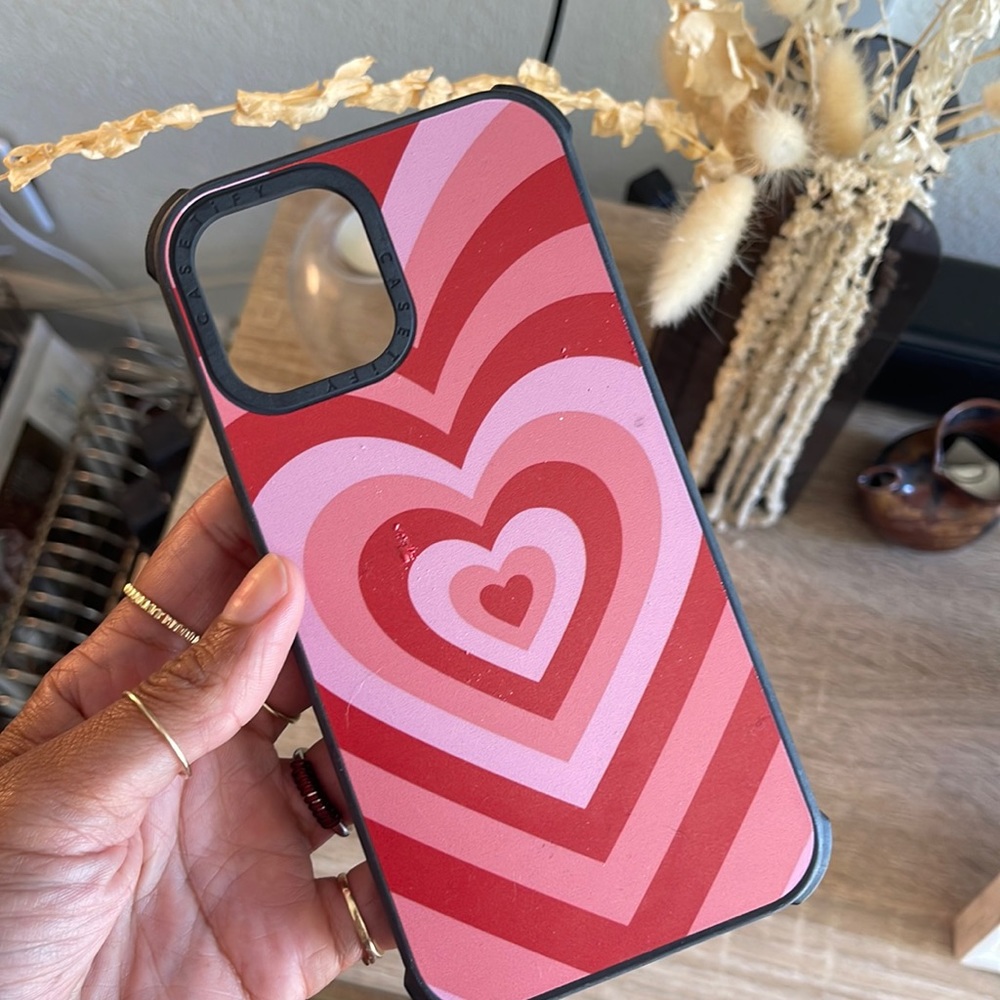 Casetify iPhone 12 Pro Max case red and pink hearts